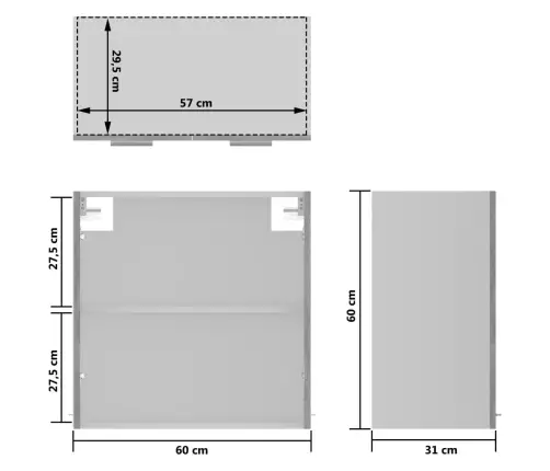 Pakabinama Stiklinė Spintelė,  “Lyon”,  Betono,  60X31X60Cm