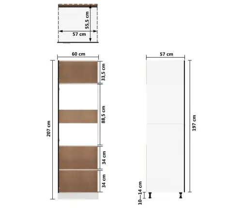Külmkapp "Lyon", Must, 60 X 57 X 207 cm Töödeldud Puit