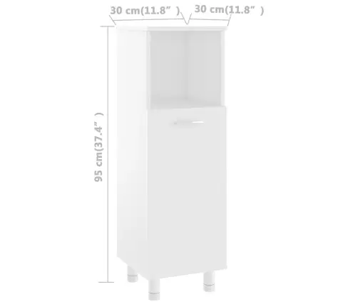 Vannitoakapp Valge 30 X 30 X 95 Cm Tehispuit Vannitoakapp Valge 30 X 30 X 95 Cm Tehispuit