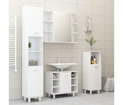 Vannasistabas Skapītis, Balts, 30X30X95 Cm, Inženierijas Koks Vidaxl