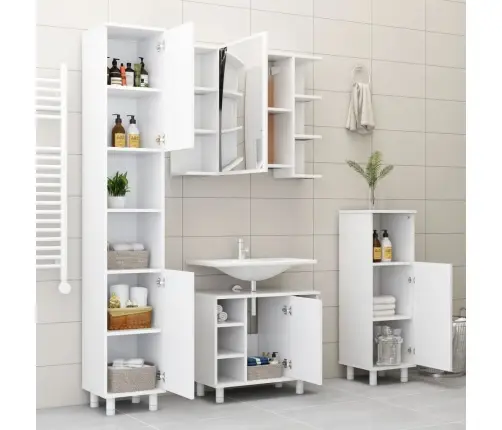 Vonios Kambario Spintelė, Balta, 30X30X179cm Apdirbta Mediena