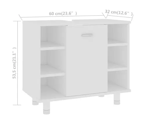Vonios Kambario Spintelė, Balta, 60X32X53,5cm Apdirbta Mediena