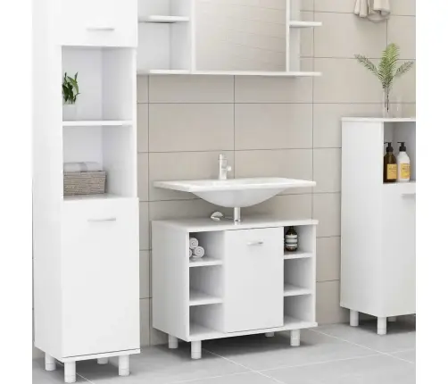 Vonios Kambario Spintelė, Balta, 60X32X53,5cm Apdirbta Mediena