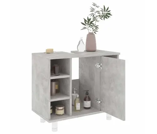 Vannasistabas Skapītis, Pelēks, 60X32X53,5Cm, Inženierijas Koks Vidaxl