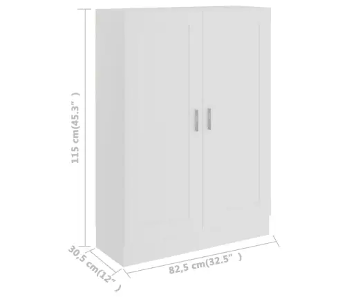 Grāmatu Skapis, Balts, 82,5X30,5X115 Cm, Inženierijas Koks Vidaxl