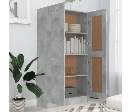 Grāmatu Skapis Betona Pelēks 82,5X30,5X150 Cm Inženierijas Koks Vidaxl