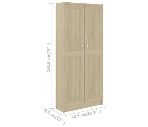 Grāmatu Skapis, Ozolkoka, 82,5X30,5X185,5 Cm, Inženierijas Koks Vidaxl