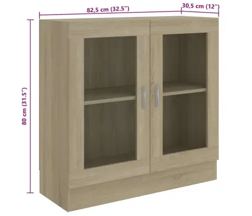 Vitrīna, Ozolkoka Krāsā, 82,5X30,5X80 Cm, Inženierijas Koks Vidaxl