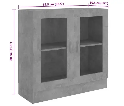 Vitriinkapp Betoonhall 82,5 X 30,5 X 80 Cm Tehispuit