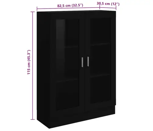 Vitrīna, Melna, 82,5X30,5X115 Cm, Inženierijas Koks Vidaxl