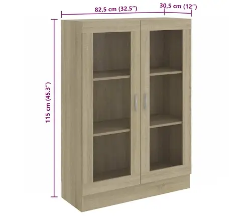 Vitrīna, Ozolkoka Krāsā, 82,5X30,5X115 Cm, Inženierijas Koks Vidaxl