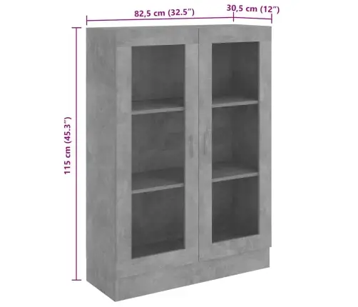 Vitrininė Spintelė, Betono, 82,5X30,5X115cm Apdirbta Mediena Vitrininė Spintelė, Betono, 82,5X30,5X115cm Apdirbta Mediena