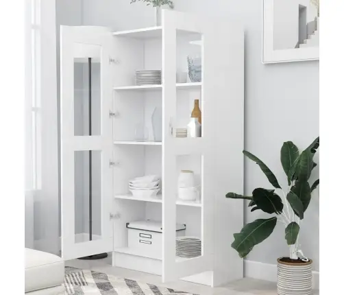 Vitrīna, Balta, 82,5X30,5X150 Cm, Inženierijas Koks Vidaxl