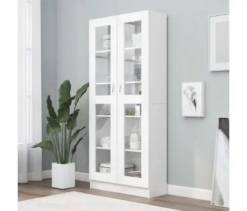 Vitrininė Spintelė, Balta, 82,5X30,5X185cm Apdirbta Mediena