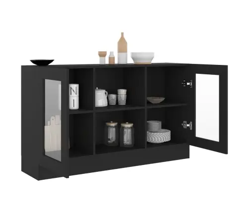 Vitrininė Spintelė, Juoda, 120X30,5X70cm Apdirbta Mediena