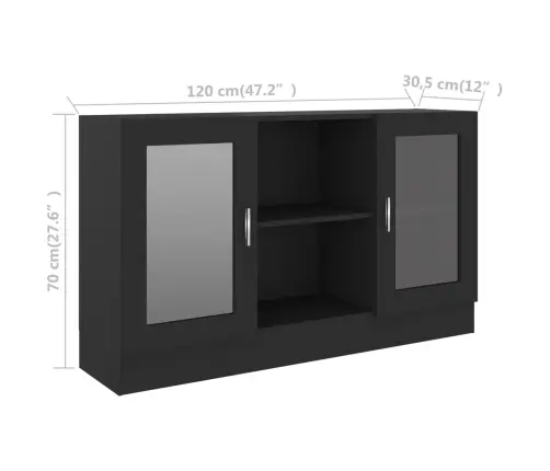 Vitrininė Spintelė, Juoda, 120X30,5X70cm Apdirbta Mediena