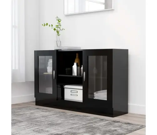 Vitrininė Spintelė, Juoda, 120X30,5X70cm Apdirbta Mediena