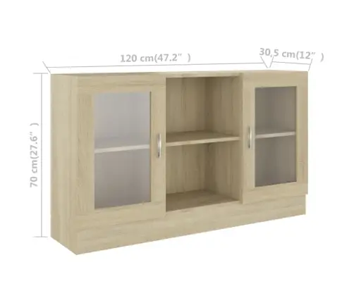 Vitriinkapp Sonoma Tamm 120 X 30,5 X 70 Cm Tehispuit