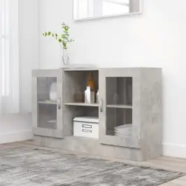 Vitrīna, Betona Pelēka, 120X30,5X70 Cm, Inženierijas Koks Vidaxl