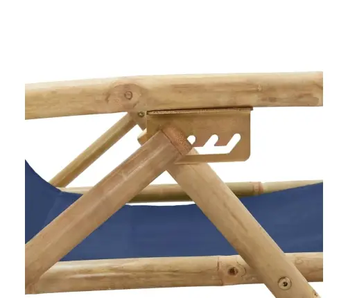 Atpūtas Krēsls, Atgāžams, Tumši Zils Audums, Bambuss Vidaxl