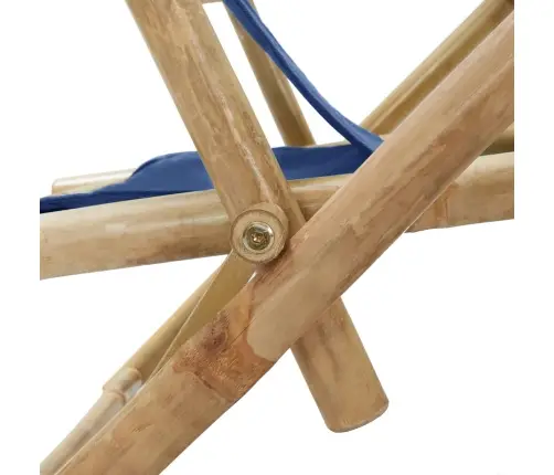 Atpūtas Krēsls, Atgāžams, Tumši Zils Audums, Bambuss Vidaxl