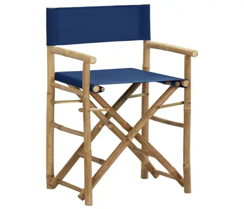 Režisora Krēsli, 2 Gab., Saliekami, Bambuss, Zils Audums Vidaxl