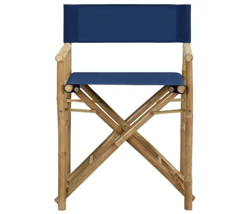 Režisora Krēsli, 2 Gab., Saliekami, Bambuss, Zils Audums Vidaxl