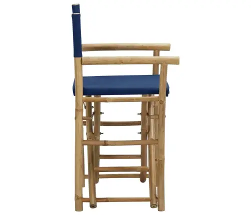 Režisora Krēsli, 2 Gab., Saliekami, Bambuss, Zils Audums Vidaxl