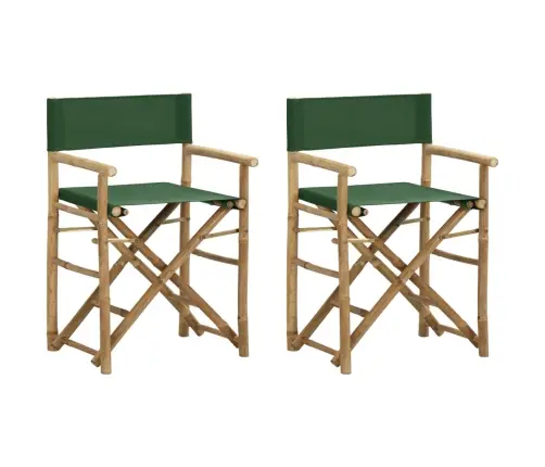Režisieriaus Kėdės, 2Vnt., Žalios, Bambukas Ir Audinys
