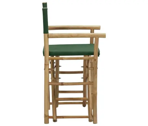 Režisieriaus Kėdės, 2Vnt., Žalios, Bambukas Ir Audinys