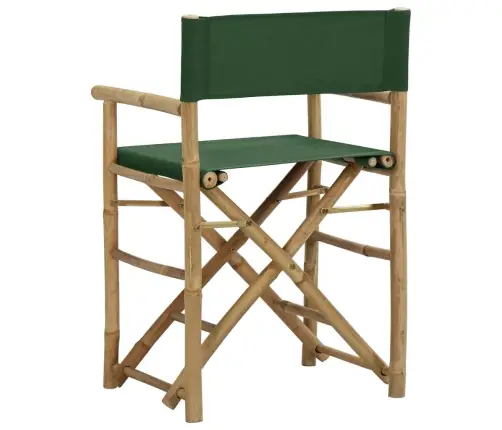 Režisieriaus Kėdės, 2Vnt., Žalios, Bambukas Ir Audinys