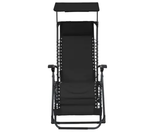 Salokāms Pludmales Krēsls, Melns Tekstilēns Vidaxl