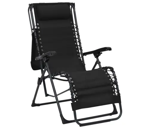 Salokāms Pludmales Krēsls, Melns Tekstilēns Vidaxl