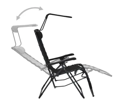 Salokāms Pludmales Krēsls, Melns Tekstilēns Vidaxl