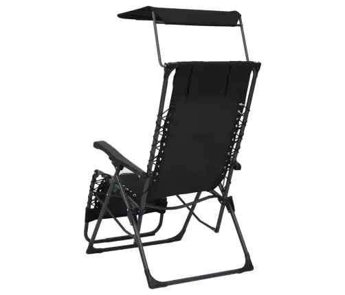 Salokāms Pludmales Krēsls, Melns Tekstilēns Vidaxl