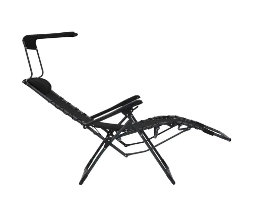 Salokāms Pludmales Krēsls, Melns Tekstilēns Vidaxl