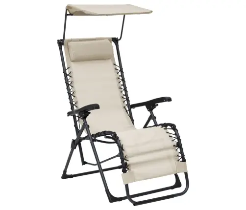 Salokāms Pludmales Krēsls, Krēmkrāsas Tekstilēns Vidaxl