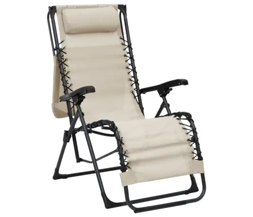 Salokāms Pludmales Krēsls, Krēmkrāsas Tekstilēns Vidaxl