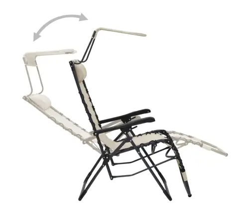 Salokāms Pludmales Krēsls, Krēmkrāsas Tekstilēns Vidaxl