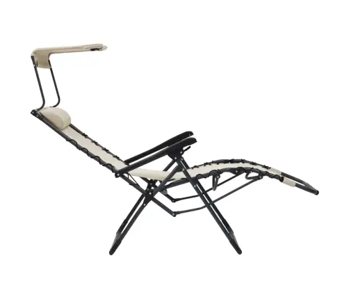 Salokāms Pludmales Krēsls, Krēmkrāsas Tekstilēns Vidaxl