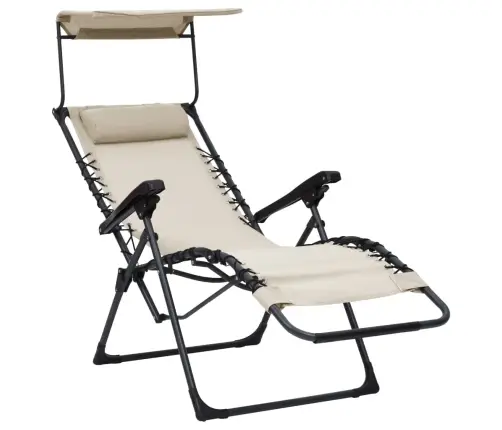 Salokāms Pludmales Krēsls, Krēmkrāsas Tekstilēns Vidaxl