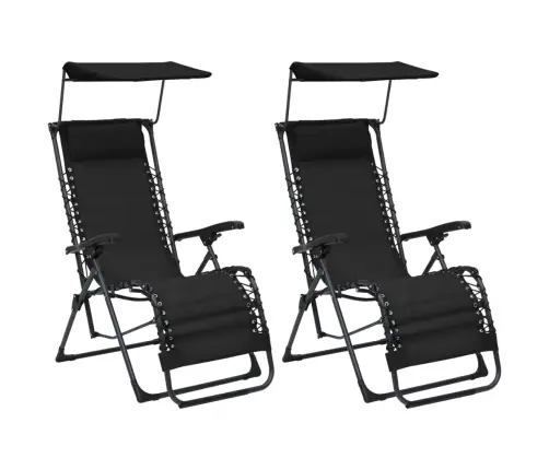 Salokāmi Pludmales Krēsli, 2 Gab., Melns Tekstilēns Vidaxl