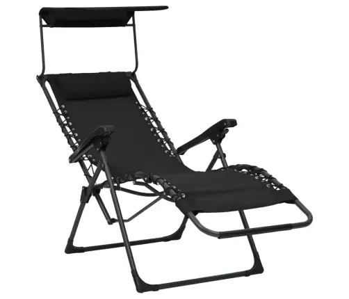 Salokāmi Pludmales Krēsli, 2 Gab., Melns Tekstilēns Vidaxl