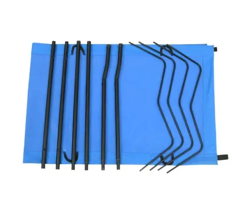 Kempinga Gulta, 180X60X19 Cm, Zils Oksforda Audums, Tērauds Vidaxl