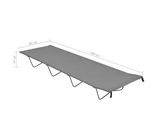 Kempinga Gulta, 180X60X19 Cm, Pelēks Oksforda Audums, Tērauds Vidaxl