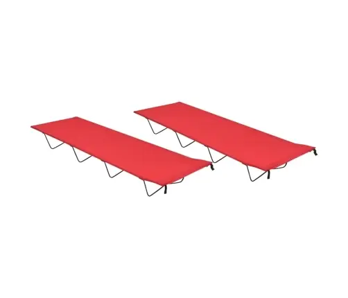 Kempinga Gultas, 2 Gab., 180X60X19 Cm, Sarkans Oksforda Audums Vidaxl