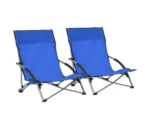 Salokāmi Pludmales Krēsli, 2 Gab., Zils Audums Vidaxl