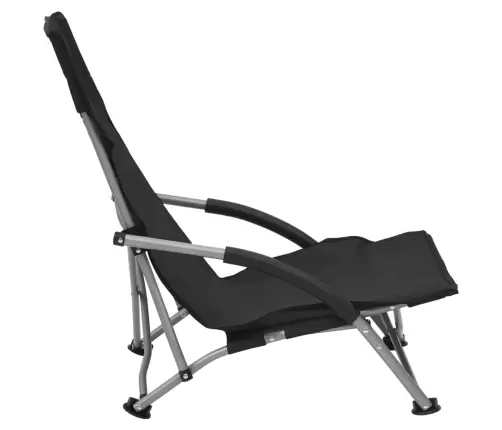 Salokāmi Pludmales Krēsli, 2 Gab., Melns Audums Vidaxl Salokāmi Pludmales Krēsli, 2 Gab., Melns Audums Vidaxl