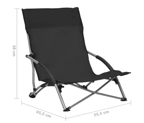 Salokāmi Pludmales Krēsli, 2 Gab., Melns Audums Vidaxl Salokāmi Pludmales Krēsli, 2 Gab., Melns Audums Vidaxl