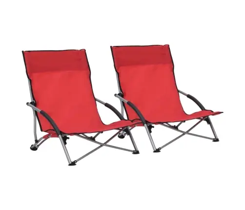 Sulankstomos Paplūdimio Kėdės, 2Vnt., Raudonos Spalvos, Audinys